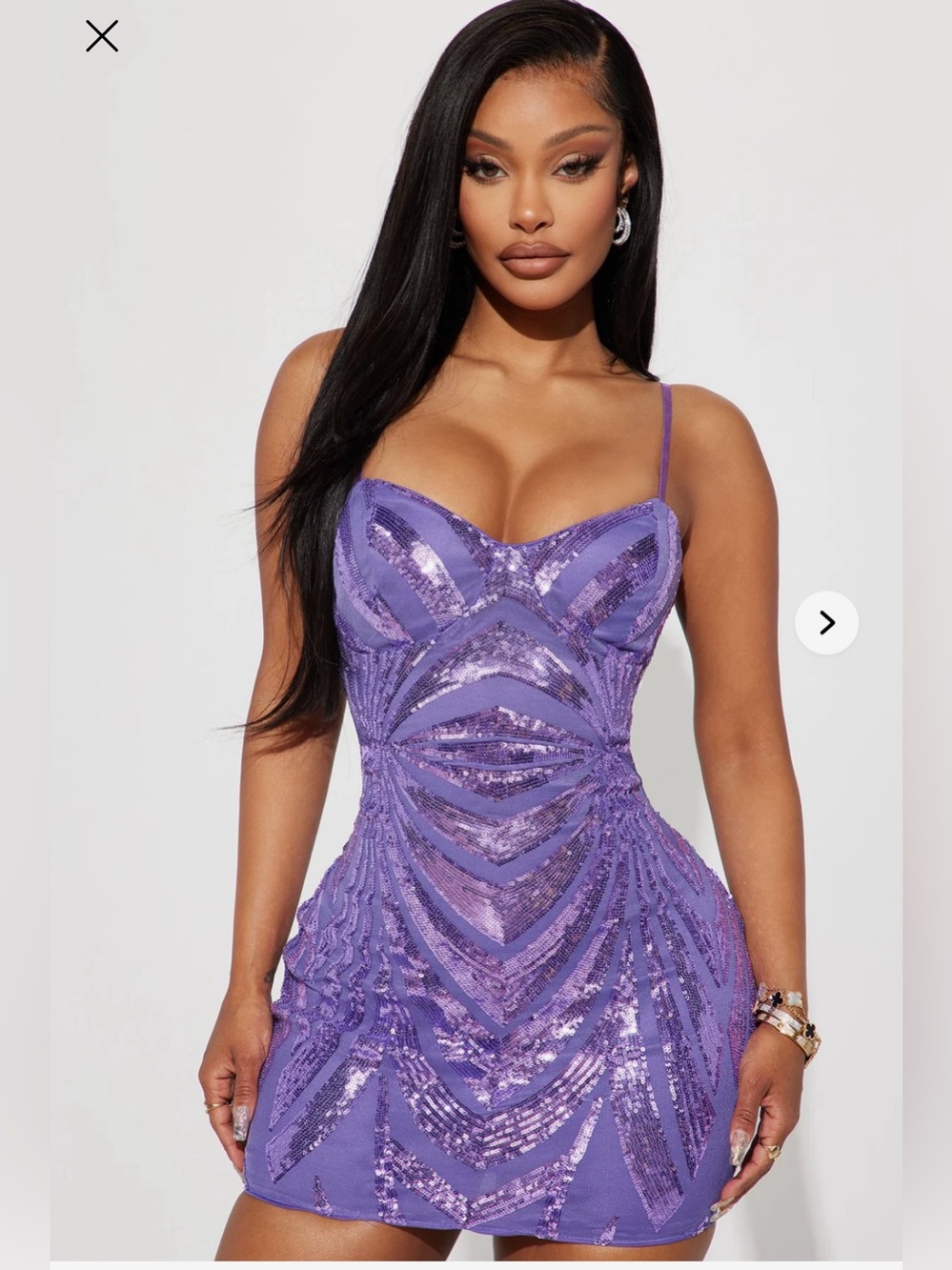 Fashion Nova Purple Sequin Bodycon Mini Dress